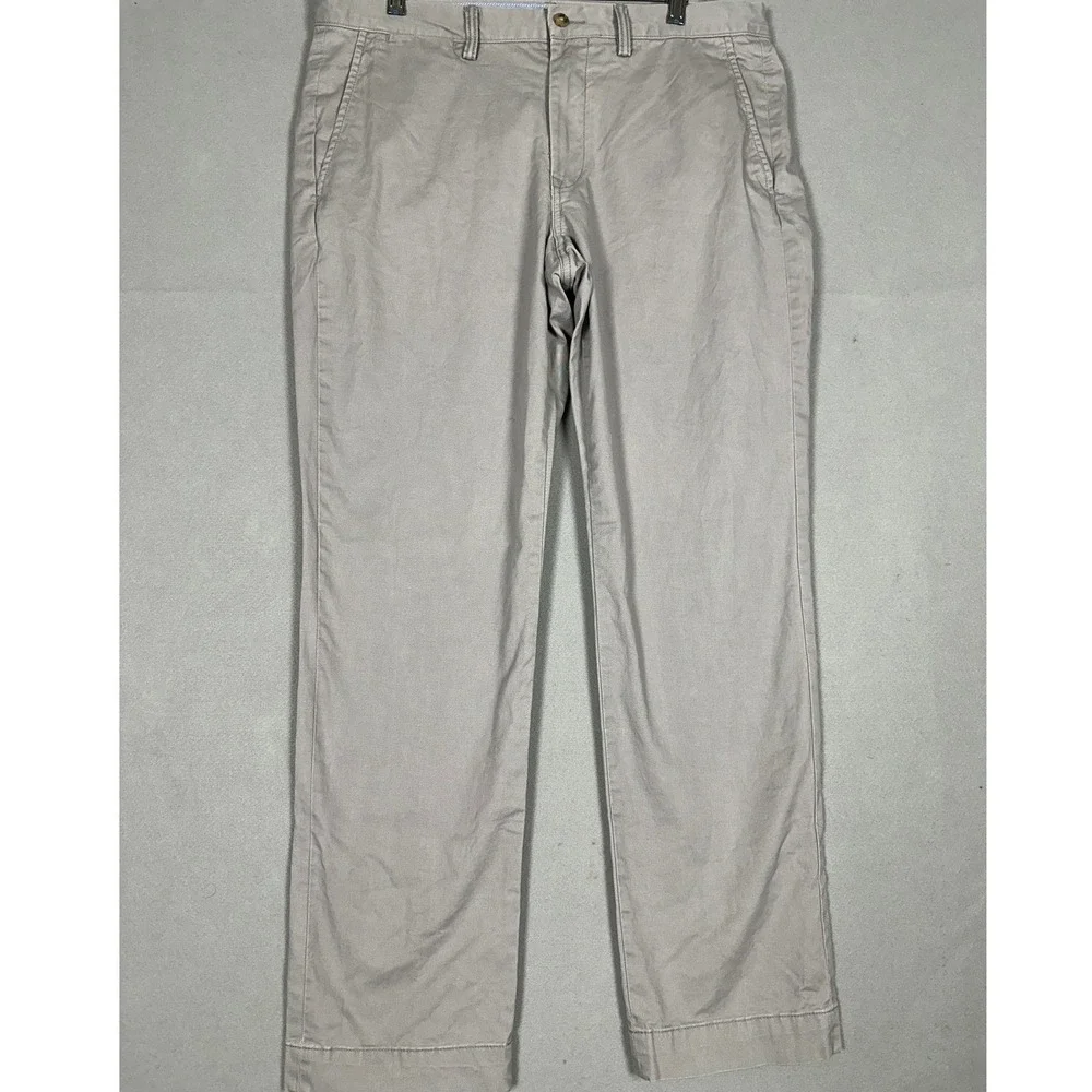 Polo Ralph Lauren Pants Mens 34X32 Grey Khakis Chino Stretch Straight Fit Pony